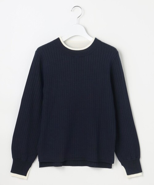 ANY SIS（エニィスィス）の「【WEB・一部店舗限定】ダブルカラー ニット（ニット/セーター・レディース・ネイビー系/ホワイト系/オレンジ系/ベージュ系/ライトイエロー系/スカイブルー系・MEDIUM）」の13枚目の写真