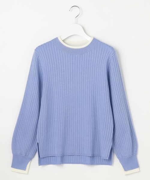 ANY SIS（エニィスィス）の「【WEB・一部店舗限定】ダブルカラー ニット（ニット/セーター・レディース・ネイビー系/ホワイト系/オレンジ系/ベージュ系/ライトイエロー系/スカイブルー系・MEDIUM）」の12枚目の写真
