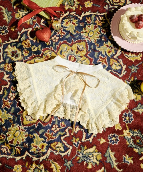 kutir（クティール）の「【クティールとレトロ】レースフリルつけ襟（付け襟・レディース・オフホワイト・FREE）」の2枚目の写真