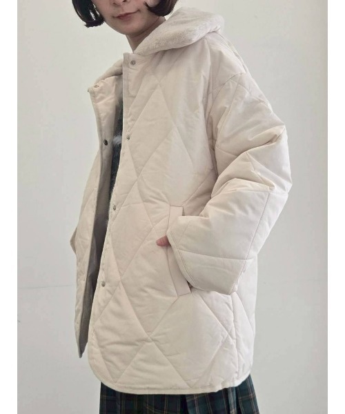 セール】【ZOZO限定】襟ファーキルトジャケット（ノーカラージャケット