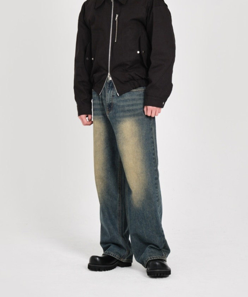 DWSE(ディーダブリューエスイー)の「ウォッシュドバルーンデニムワイドパンツ(ウォッシュドブルー)(デニムパンツ・メンズ・その他・SMALL/MEDIUM/LARGE/X-LARGE/XX-LARGE)」の4枚目の写真