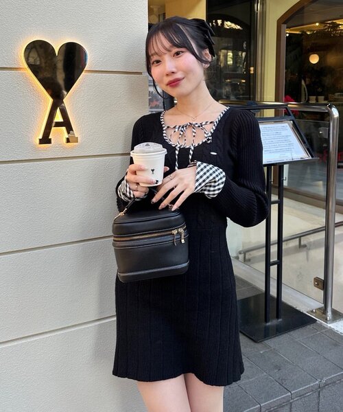 セール】【@ayupi.06セレクト】ケーブルニットミニワンピース