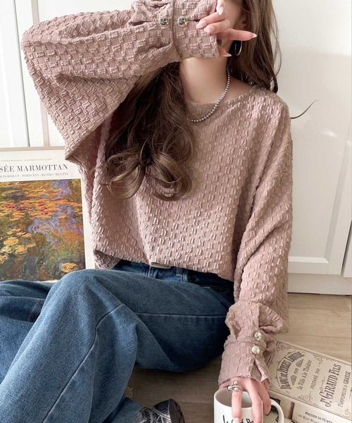 classicalelf(クラシカルエルフ)の「ゆるっとオトナのこなれ感。フクレジャガードプルオーバー(長袖)(Tシャツ/カットソー・レディース・ブラック/グレイッシュベージュ/アイボリー/ピンク・LARGE/MEDIUM/SMALL/X-LARGE)」の14枚目の写真
