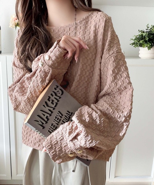 classicalelf(クラシカルエルフ)の「ゆるっとオトナのこなれ感。フクレジャガードプルオーバー(長袖)(Tシャツ/カットソー・レディース・ブラック/グレイッシュベージュ/アイボリー/ピンク・LARGE/MEDIUM/SMALL/X-LARGE)」の15枚目の写真