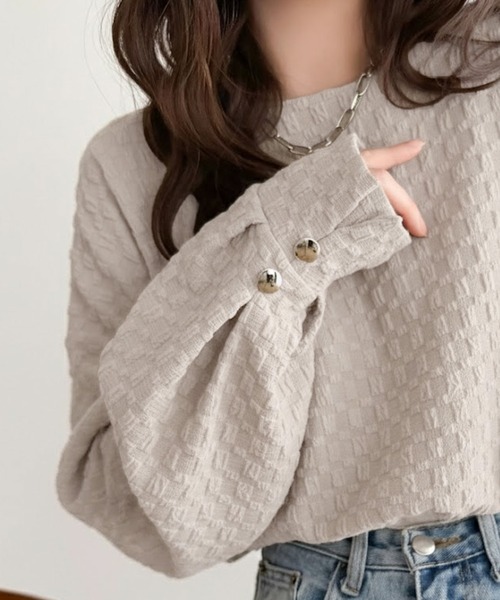 classicalelf(クラシカルエルフ)の「ゆるっとオトナのこなれ感。フクレジャガードプルオーバー(長袖)(Tシャツ/カットソー・レディース・ブラック/グレイッシュベージュ/アイボリー/ピンク・LARGE/MEDIUM/SMALL/X-LARGE)」の9枚目の写真