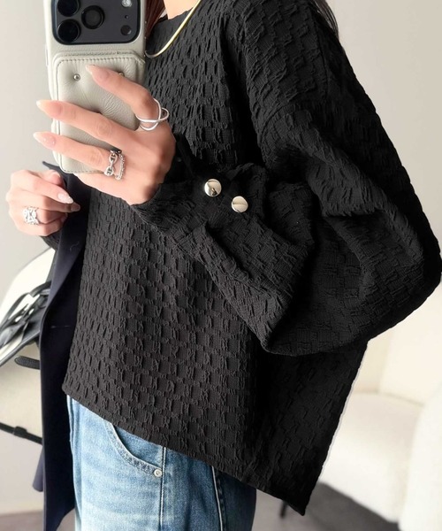 classicalelf(クラシカルエルフ)の「ゆるっとオトナのこなれ感。フクレジャガードプルオーバー(長袖)(Tシャツ/カットソー・レディース・ブラック/グレイッシュベージュ/アイボリー/ピンク・LARGE/MEDIUM/SMALL/X-LARGE)」の10枚目の写真