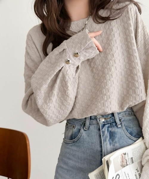 classicalelf(クラシカルエルフ)の「ゆるっとオトナのこなれ感。フクレジャガードプルオーバー(長袖)(Tシャツ/カットソー・レディース・ブラック/グレイッシュベージュ/アイボリー/ピンク・LARGE/MEDIUM/SMALL/X-LARGE)」の7枚目の写真