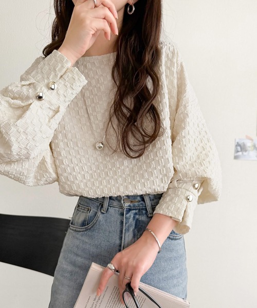 classicalelf(クラシカルエルフ)の「ゆるっとオトナのこなれ感。フクレジャガードプルオーバー(長袖)(Tシャツ/カットソー・レディース・ブラック/グレイッシュベージュ/アイボリー/ピンク・LARGE/MEDIUM/SMALL/X-LARGE)」の19枚目の写真