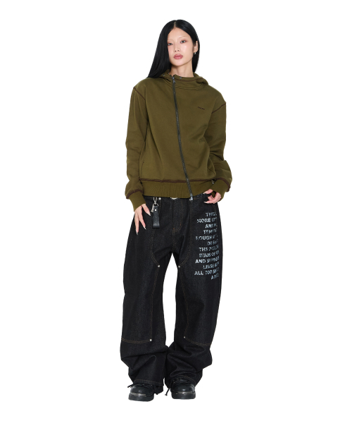 AAKAM（アーカム）の「Double Knee Lettering Denim Pants (Black)（デニムパンツ・レディース・その他・1/2）」の3枚目の写真