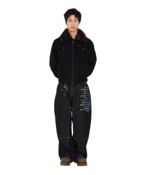 AAKAM（アーカム）の「Double Knee Lettering Denim Pants (Black)（デニムパンツ・レディース・その他・1/2）」の9枚目の写真