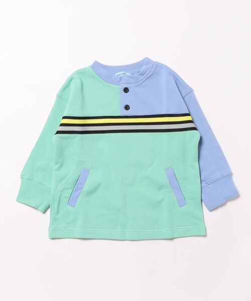 HAKKA KIDS(ハッカキッズ)の「ヘンリーネック裏毛トレーナー(スウェット・キッズ・グリーン・130cm/120cm/110cm)」の1枚目の写真
