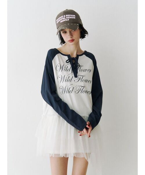 jouetie(ジュエティ)の「ヘムフリルラグランワンピース(ワンピース・レディース・ブラック/ブルー/オフホワイト・MEDIUM)」の6枚目の写真