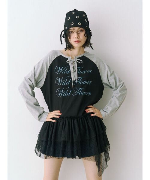 jouetie（ジュエティ）の「ヘムフリルラグランワンピース（ワンピース・レディース・ブラック/ブルー/オフホワイト・MEDIUM）」の19枚目の写真