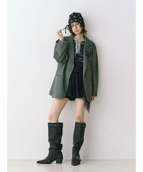 jouetie(ジュエティ)の「ヘムフリルラグランワンピース(ワンピース・レディース・ブラック/ブルー/オフホワイト・MEDIUM)」の13枚目の写真