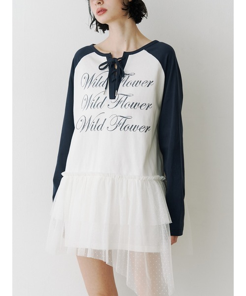 jouetie(ジュエティ)の「ヘムフリルラグランワンピース(ワンピース・レディース・ブラック/ブルー/オフホワイト・MEDIUM)」の1枚目の写真