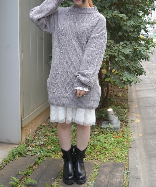 axes femme(アクシーズファム)の「ラメ×ベロアモールチュニック(チュニック・レディース・グレー/ホワイト/ピンク・FREE)」の8枚目の写真
