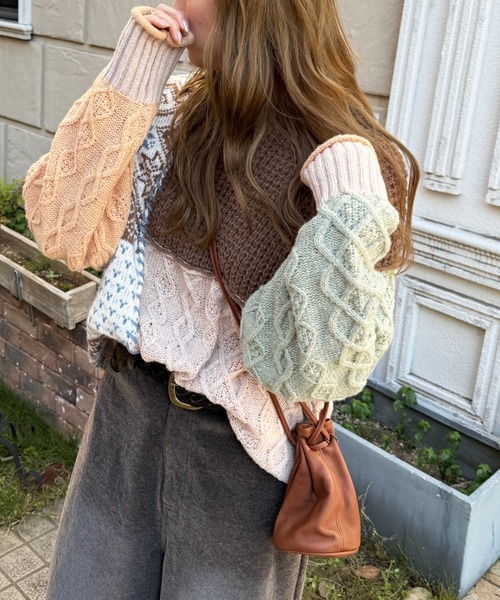 DOUBLE NAME（ダブルネーム）の「編地クレイジーニット（ニット/セーター・レディース・ネイビー/ブラウン/ブラック系・FREE）」の11枚目の写真