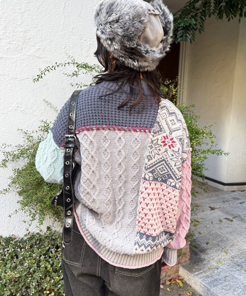 DOUBLE NAME（ダブルネーム）の「編地クレイジーニット（ニット/セーター・レディース・ネイビー/ブラウン/ブラック系・FREE）」の15枚目の写真