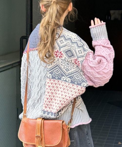 DOUBLE NAME（ダブルネーム）の「編地クレイジーニット（ニット/セーター・レディース・ネイビー/ブラウン/ブラック系・FREE）」の18枚目の写真