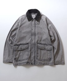 Denim & Twill & Duck Hunting Jacket/デニム ツイル ダック オーバーサイズ ダブルジップ 襟コーデュロイ ハンティングジャケット ブルゾン ハーフコート