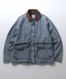SITRY（シトリー）の「Denim ＆ Twill ＆ Duck Hunting Jacket/デニム ツイル ダック オーバーサイズ ダブルジップ 襟コーデュロイ ハンティングジャケット ブルゾン ハーフコート（ブルゾン）」