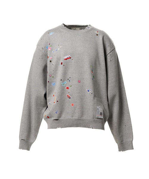 Maison MIHARA YASUHIRO(メゾンミハラヤスヒロ)の「Kids Sticker Printed Knit Sweater(ニット/セーター・メンズ・ブラック/グレー/ホワイト・48/46/44)」の1枚目の写真