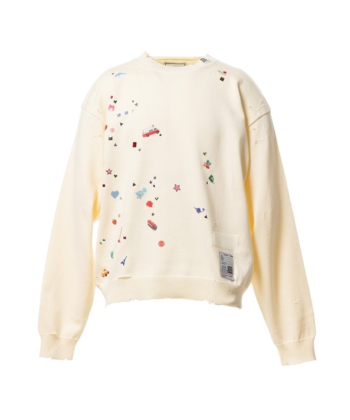 Maison MIHARA YASUHIRO(メゾンミハラヤスヒロ)の「Kids Sticker Printed Knit Sweater(ニット/セーター・メンズ・ブラック/グレー/ホワイト・48/46/44)」の2枚目の写真