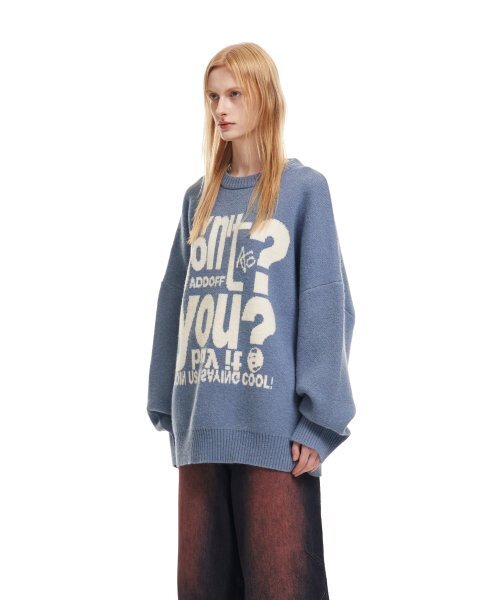 ADDOFF(アドオフ)の「LETTERING KNIT SWEATER BLUE(ニット/セーター・レディース・その他・LARGE/MEDIUM/SMALL)」の3枚目の写真