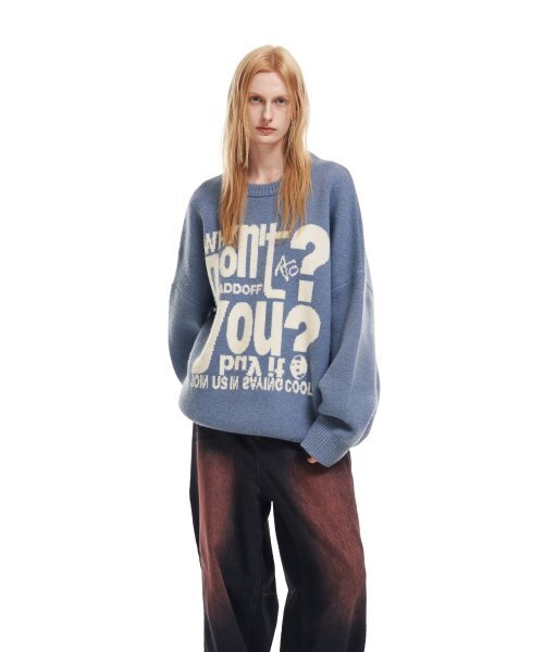 ADDOFF(アドオフ)の「LETTERING KNIT SWEATER BLUE(ニット/セーター・レディース・その他・LARGE/MEDIUM/SMALL)」の5枚目の写真