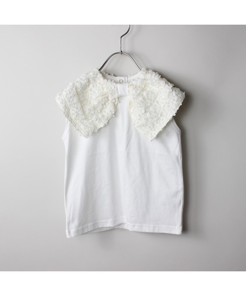 maarook(マルーク)の「雪柳リボンカラー天竺Tシャツ(Tシャツ/カットソー・キッズ・ホワイト/ブラック・120cm/130cm/90cm/100cm/110cm)」の3枚目の写真