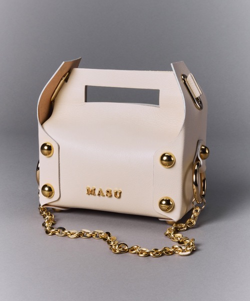 MASU（エムエーエスユー）の「【M A S U】LEATHER CAKE BAG（かごバッグ・メンズ・ブラック/ダークグリーン/ブラウン/クリーム・FREE）」の3枚目の写真