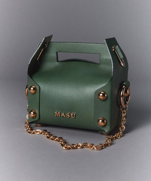 MASU（エムエーエスユー）の「【M A S U】LEATHER CAKE BAG（かごバッグ・メンズ・ブラック/ダークグリーン/ブラウン/クリーム・FREE）」の4枚目の写真