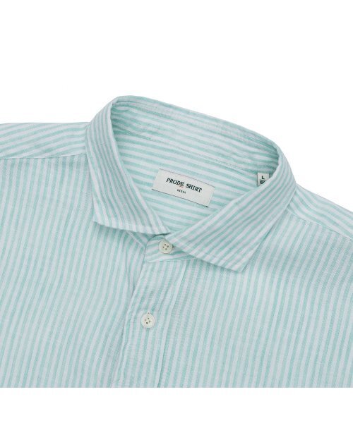 PRODESHIRT（プロデシャツ）の「[レギュラー] L-460 ヴィンテージリネンストライプシャツ (ミント)（シャツ/ブラウス・メンズ・その他・M/L/XL）」の3枚目の写真