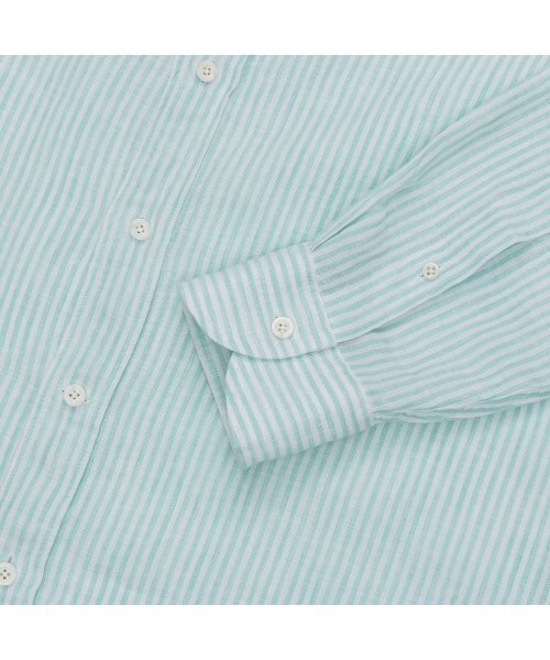 PRODESHIRT（プロデシャツ）の「[レギュラー] L-460 ヴィンテージリネンストライプシャツ (ミント)（シャツ/ブラウス・メンズ・その他・M/L/XL）」の5枚目の写真