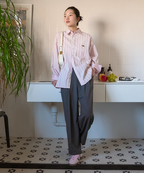 シャツ+ブラウス(長袖+七分) MULTI STRIPED SHIRT FRUIT OF THE LOOM×FREAK'S STORE/フルーツオブザルーム 別注 マルチ