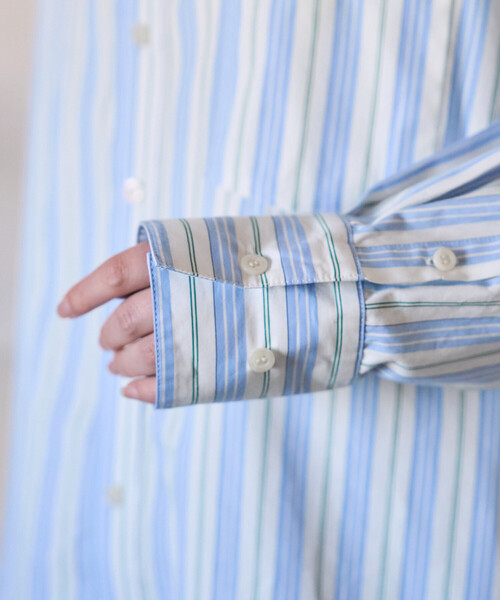 FREAK'S STORE（フリークスストア）の「FRUIT OF THE LOOM×FREAK'S STORE/フルーツオブザルーム 別注 マルチカラー 長袖シャツ/ストライプシャツ/チェックシャツ（シャツ/ブラウス・レディース・レモンイエロー/ブルー/オリーブ/ホワイト/ピンク/オレンジ/ネイビー/パープル・ﾌﾘ-）」の21枚目の写真
