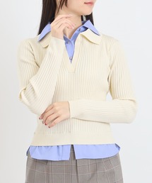 TRUDEA | 【300日着られるニット/多機能素材】スポンディッシュ シャツイミテーション スキッパーリブニット(ニット/セーター)