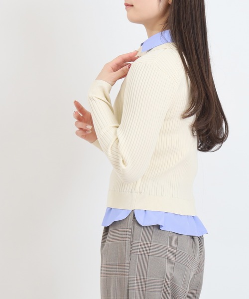 TRUDEA（トルディア）の「【300日着られるニット/多機能素材】スポンディッシュ シャツイミテーション スキッパーリブニット（ニット/セーター・レディース・ライトグレー/ネイビー/アイボリー・LARGE/MEDIUM）」の12枚目の写真