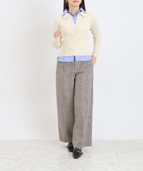 TRUDEA（トルディア）の「【300日着られるニット/多機能素材】スポンディッシュ シャツイミテーション スキッパーリブニット（ニット/セーター・レディース・ライトグレー/ネイビー/アイボリー・LARGE/MEDIUM）」の14枚目の写真