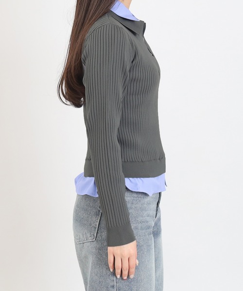 TRUDEA（トルディア）の「【300日着られるニット/多機能素材】スポンディッシュ シャツイミテーション スキッパーリブニット（ニット/セーター・レディース・ライトグレー/ネイビー/アイボリー・LARGE/MEDIUM）」の16枚目の写真