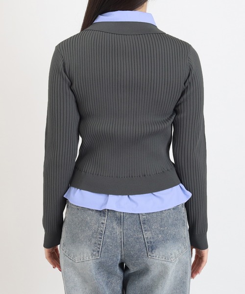 TRUDEA（トルディア）の「【300日着られるニット/多機能素材】スポンディッシュ シャツイミテーション スキッパーリブニット（ニット/セーター・レディース・ライトグレー/ネイビー/アイボリー・LARGE/MEDIUM）」の17枚目の写真