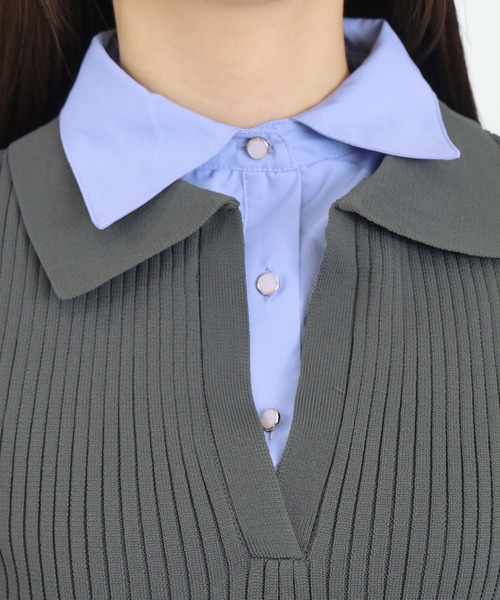 TRUDEA（トルディア）の「【300日着られるニット/多機能素材】スポンディッシュ シャツイミテーション スキッパーリブニット（ニット/セーター・レディース・ライトグレー/ネイビー/アイボリー・LARGE/MEDIUM）」の19枚目の写真