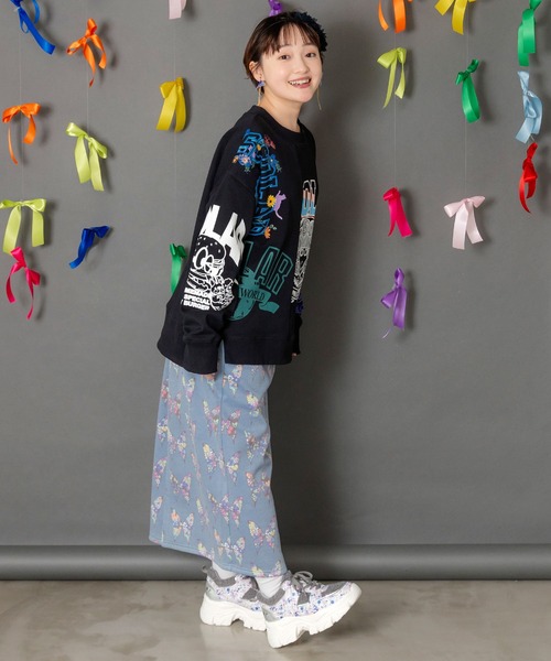 ScoLar（スカラー）の「153761：アニマルor蝶柄 裏ボアあったかスカート（スカート・レディース・オレンジ/ブルー・M）」の5枚目の写真