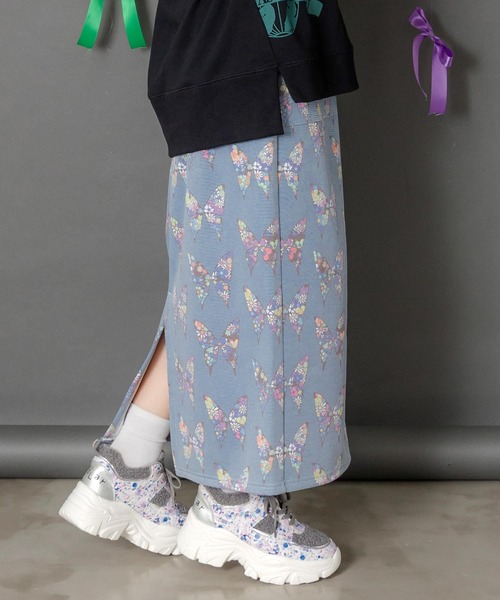 ScoLar（スカラー）の「153761：アニマルor蝶柄 裏ボアあったかスカート（スカート・レディース・オレンジ/ブルー・M）」の7枚目の写真