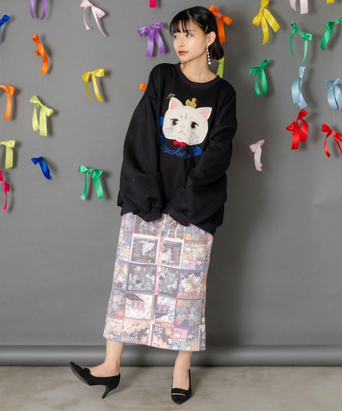 ScoLar（スカラー）の「153761：アニマルor蝶柄 裏ボアあったかスカート（スカート・レディース・オレンジ/ブルー・M）」の11枚目の写真