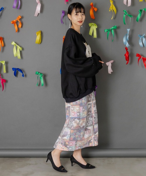 ScoLar（スカラー）の「153761：アニマルor蝶柄 裏ボアあったかスカート（スカート・レディース・オレンジ/ブルー・M）」の13枚目の写真