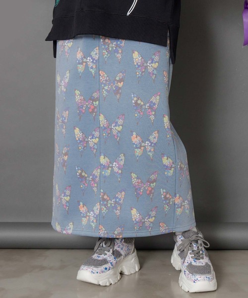 ScoLar（スカラー）の「153761：アニマルor蝶柄 裏ボアあったかスカート（スカート・レディース・オレンジ/ブルー・M）」の3枚目の写真