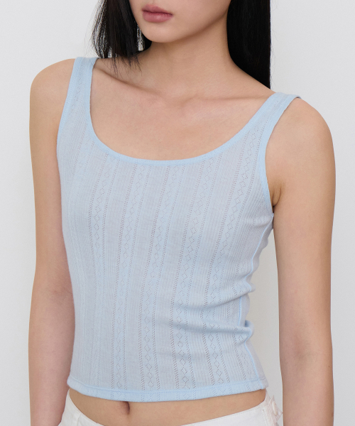 MUSINSA STANDARD WOMAN（ムシンサスタンダードウーマン）の「ウィメンズポイントタンクトップ [スカイブルー]（Tシャツ/カットソー・レディース・その他・SMALL/MEDIUM/X-SMALL/LARGE）」の4枚目の写真