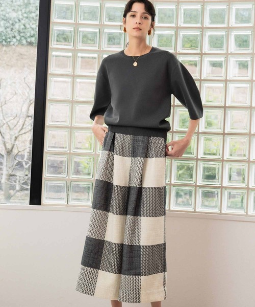 セール】【2026SS】ツイード チェックパンツ ガウチョパンツ《着用動画