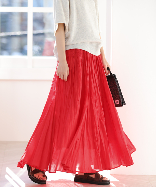 JOURNAL STANDARD relume（ジャーナルスタンダード　レリューム）の「［26SS新作］コットンボイルクリンクルマーメイドスカート（スカート・レディース・ホワイト/レッド/ブラック・FREE）」の3枚目の写真